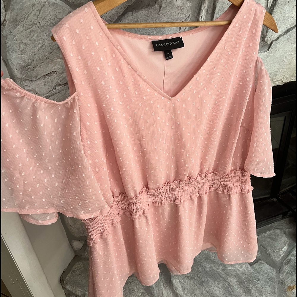 Blush Pink Cold Shoulder Peplum Blouse